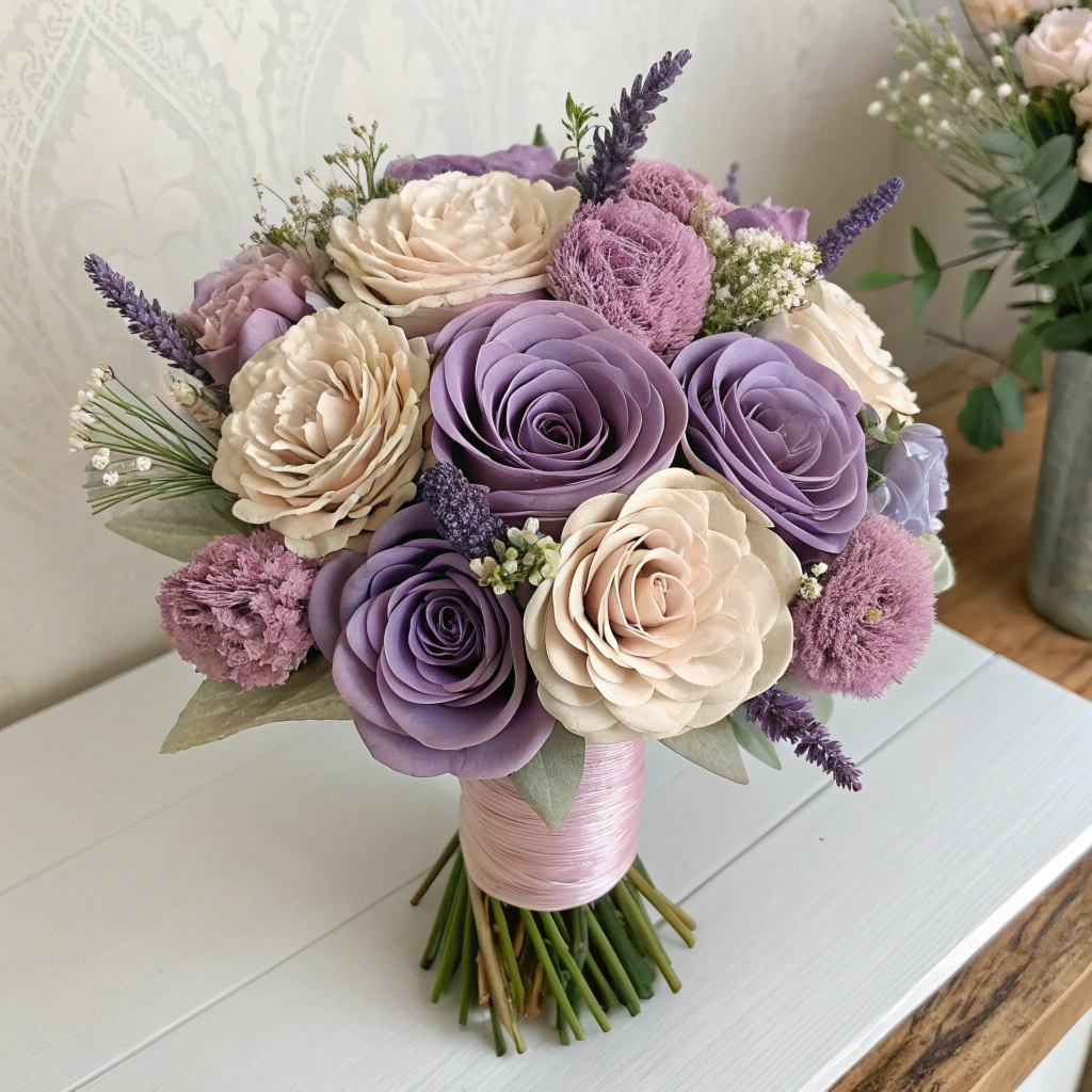 Arreglo floral en tonos nude